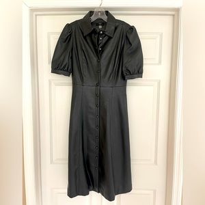 Women’s leather midi dress.